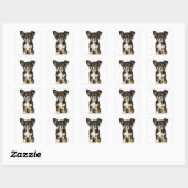 Lang Haar Chihuahua Puppy Dog - Zwart Bruin Wit Vierkante Sticker (Vel)
