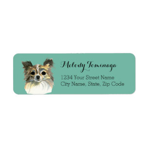 Lang Haar Chihuahua Waterverf Etiket