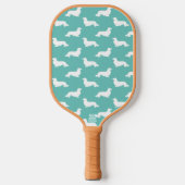 Lang Haar Dachshund Liefdevolle Pickleball Blauwgr Pickleball Paddle (Voorkant)