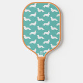Lang Haar Dachshund Liefdevolle Pickleball Blauwgr Pickleball Paddle (Achterkant)