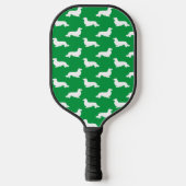 Lang Haar Dachshund Liefdevolle Pickleball Groen Pickleball Paddle (Voorkant)