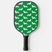 Lang Haar Dachshund Liefdevolle Pickleball Groen Pickleball Paddle (Achterkant)