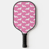 Lang Haar Dachshund Liefdevolle Pickleball Pink Paddle (Voorkant)