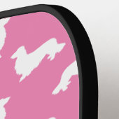 Lang Haar Dachshund Liefdevolle Pickleball Pink Paddle (Links Detail)
