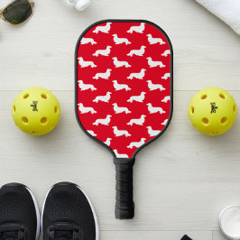 Lang Haar Dachshund Liefdevolle Pickleball Rood Pickleball Paddle