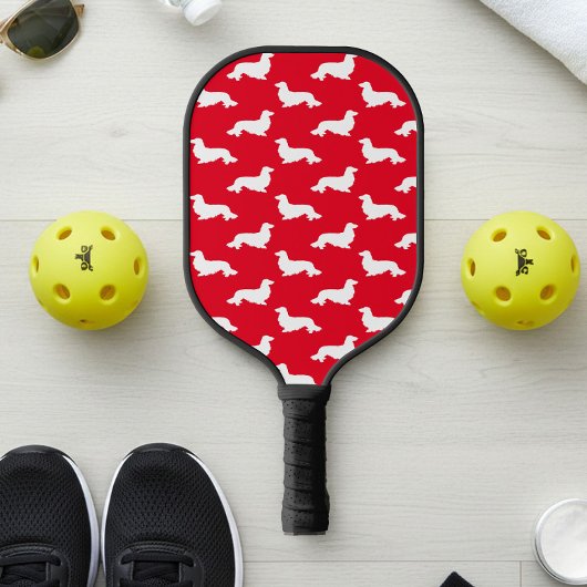 Lang Haar Dachshund Liefdevolle Pickleball Rood Pickleball Paddle