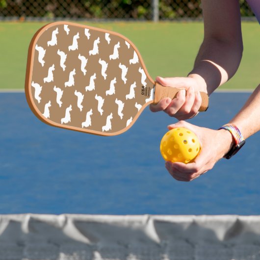 Lang Haar Dachshund Loving Pickleball Tan Pickleball Paddle (Insitu)