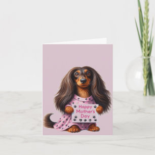 Lang Haar Dachshund Moederdag Kaart