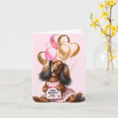 Lang Haar Dachshund Moederdag Kaart (Gele Bloem)