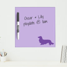 Lang Haar Dachshund Paarse Kantoor White Board
