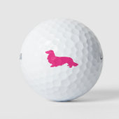 Lang Haar Dachshund Roze Golfer Gift Golfballen (Voorkant)
