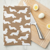 Lang Haar Dachshund Tan Bruin Keukenhanddoek (Quarter Fold)