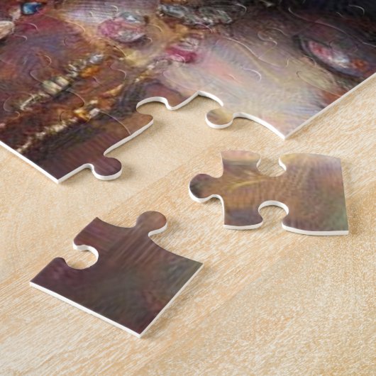 Lang Haar Grijs Kat w/Juwelen Edelstenen Schildere Legpuzzel (Zijkant)