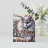 Lang Haar Grijze Kattenjuwelen Edelstenen Verjaard (Staand voorkant)