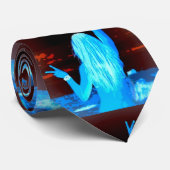 lang haar hippie meisje vredesbord blauw stropdas (Opgerold)