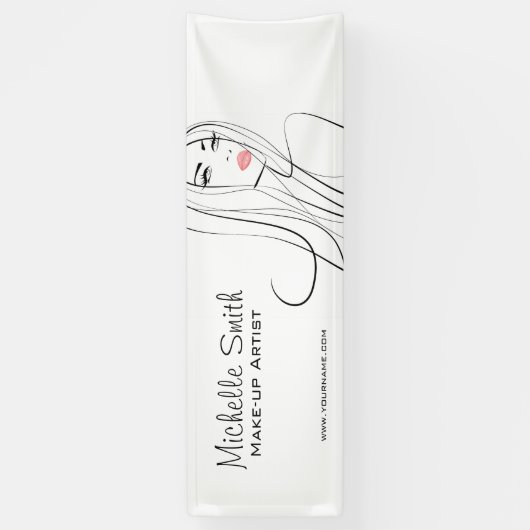 Lang haar kapper visagist  branding spandoek (Verticaal)