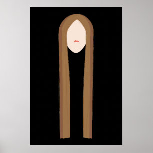Lang Haar Kunst Minimalistische Moderne Portret Poster