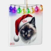 Lang Haar Siamese Kat Kerstmis Keramisch Ornament (Rechts)