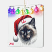 Lang Haar Siamese Kat Kerstmis Keramisch Ornament (Links)