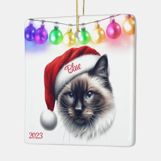 Lang Haar Siamese Kat Kerstmis Keramisch Ornament (Links)