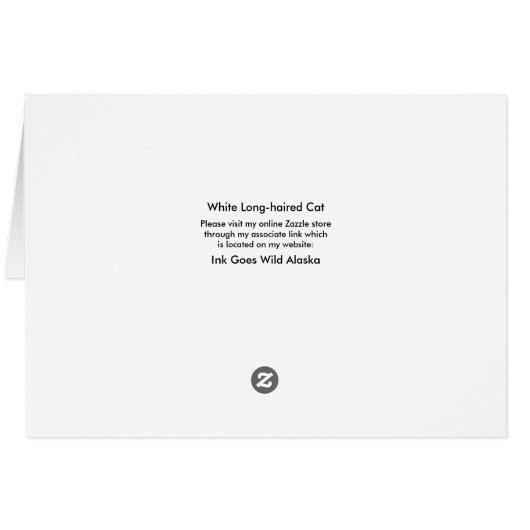 Lang + haar Witte Kat - 5 "x 7" Art Kaart (Achterkant Horizontaal)