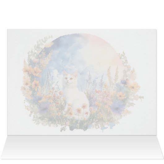 Lang + haar Witte Kat - 5 "x 7" Art Kaart (Binnen Horizontaal (Boven))