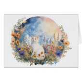 Lang + haar Witte Kat - 5 "x 7" Art Kaart (Voorkant Horizontaal)