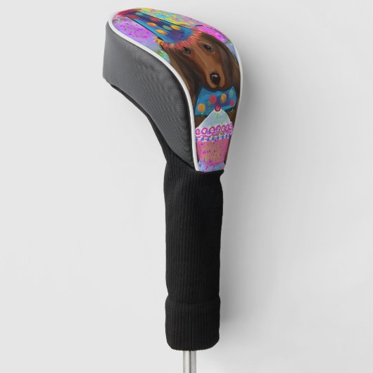 LANG HAIRED RODE DACHSHUND GOLFHEADCOVER (Schuin)