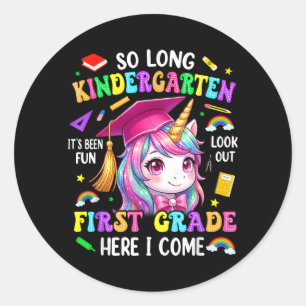 Lang kleuterschool Afscheid Eerste klas afstuderen Ronde Sticker