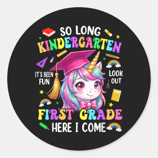Lang kleuterschool Afscheid Eerste klas afstuderen Ronde Sticker (Voorkant)