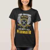 Lang leed vrouw van een bruine oude pruimel t-shirt (Voorkant)