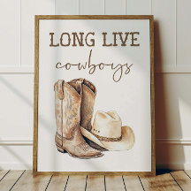 Lang leve cowboys poster kids western kamer decor