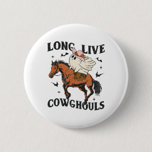 Lang leve Cowghouls Schattige Ghost Cowgirl Hallow Ronde Button 5,7 Cm