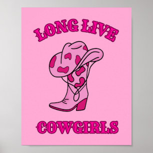 Lang Leve Cowgirls Roze Preppy Poster