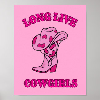 Lang Leve Cowgirls Roze Preppy Poster