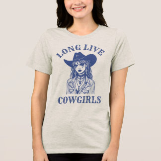 Lang leve cowgirls vintage western grafische T-shi Tri-Blend Shirt
