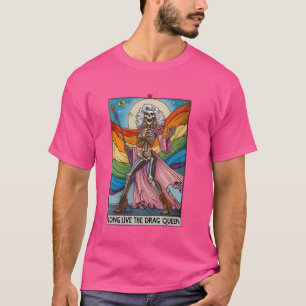 Lang leve de Drag Queen Funny Tarot Kaart Skeleton T-shirt