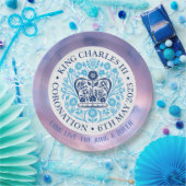 Lang leve de koning en de koningin. Bewerkbaar. Papieren Bordje (Feest)