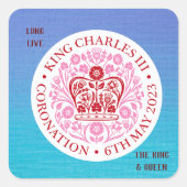 Lang leve de Koning & Koningin Bewerkbaar. Vierkante Sticker (Voorkant)