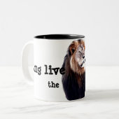 Lang leve de koning! tweekleurige koffiemok (Voorkant links)