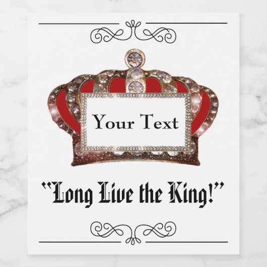 Lang leve de koning wijn etiket (Enkel label)