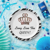 "Lang leve de KONINGIN!" Papieren Bordje (Feest)