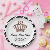"Lang leve de KONINGIN!" Papieren Bordje (Feest)