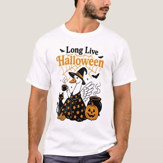 Lang leve Halloween Goose Heks T-shirt (Voorkant)