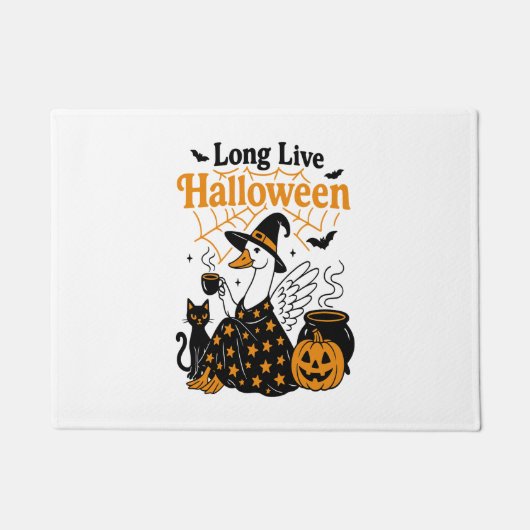 Lang leve Halloween Goose Witch Deurmat (Voorkant)