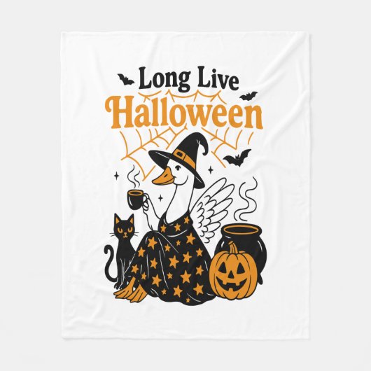 Lang leve Halloween Goose Witch Fleece Deken (Voorkant)