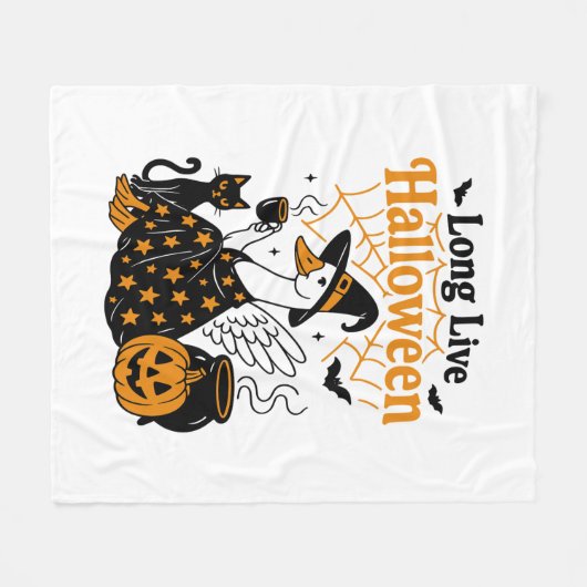 Lang leve Halloween Goose Witch Fleece Deken (Voorkant (Horizontaal))