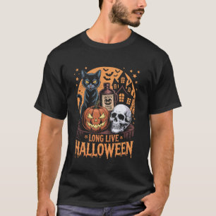 Lang leve Halloween Grappige Pompoen Halloween Zwa T-shirt