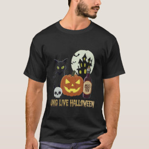 Lang leve Halloween Grappige Pompoen Zwarte Kat Vi T-shirt