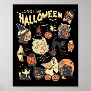Lang leve Halloween  Pumpkin Witch Ghost Bl Poster